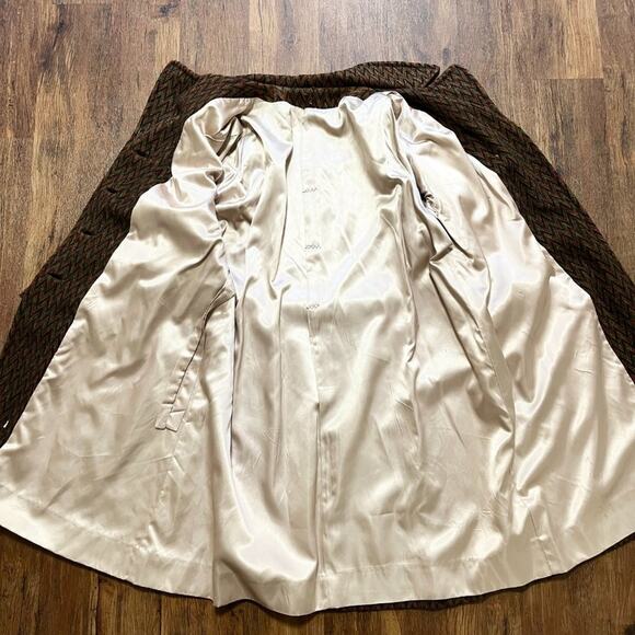 VTG 70s Retro Zigzag Woven Double Breasted Wool Car Coat SZ XL - Picture 10 of 12